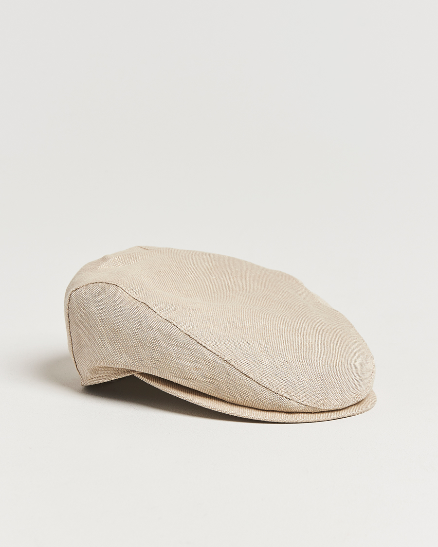 Heren | Wigéns Ivy Slim Hopsack Linen Cap Sand | Wigéns | Ivy Slim Hopsack Linen Cap Sand