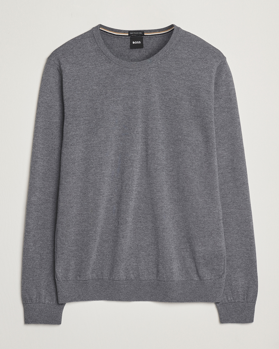 Heren | Truien | BOSS BLACK | Leno Wool Crew Neck Pullover Medium Grey