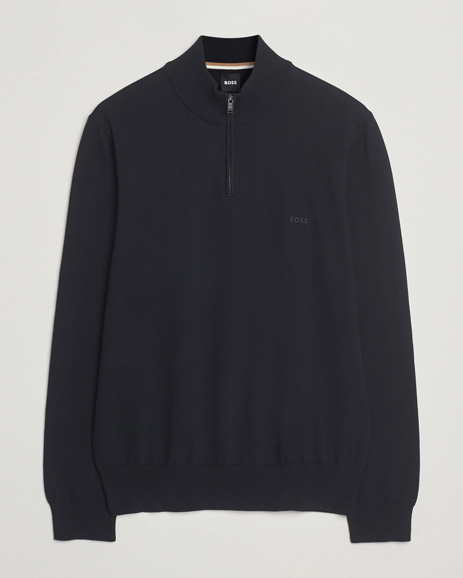 Heren | Truien | BOSS BLACK | Padro Cotton Knitted Half Zip Dark Blue