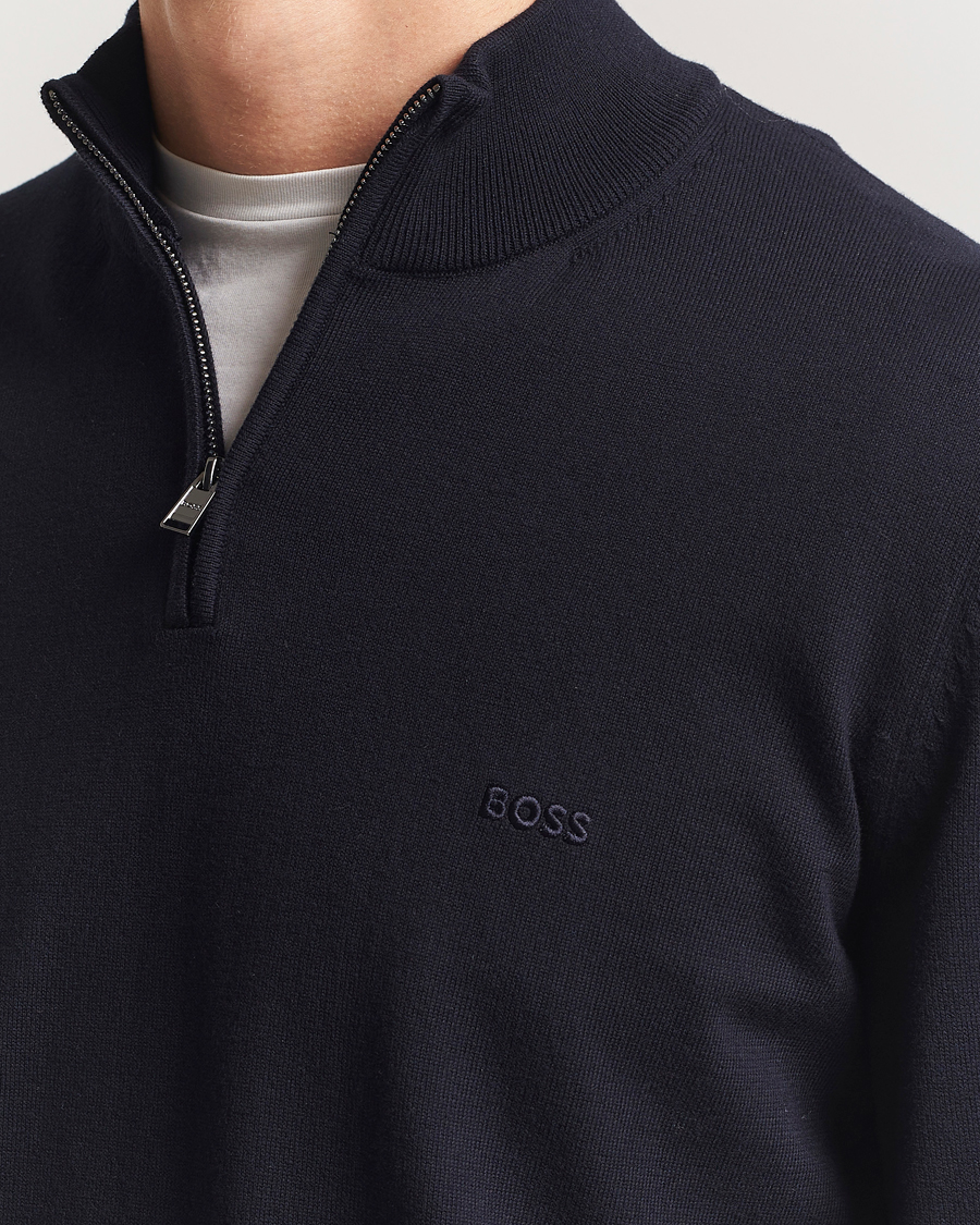 Heren | Truien | BOSS BLACK | Padro Cotton Knitted Half Zip Dark Blue